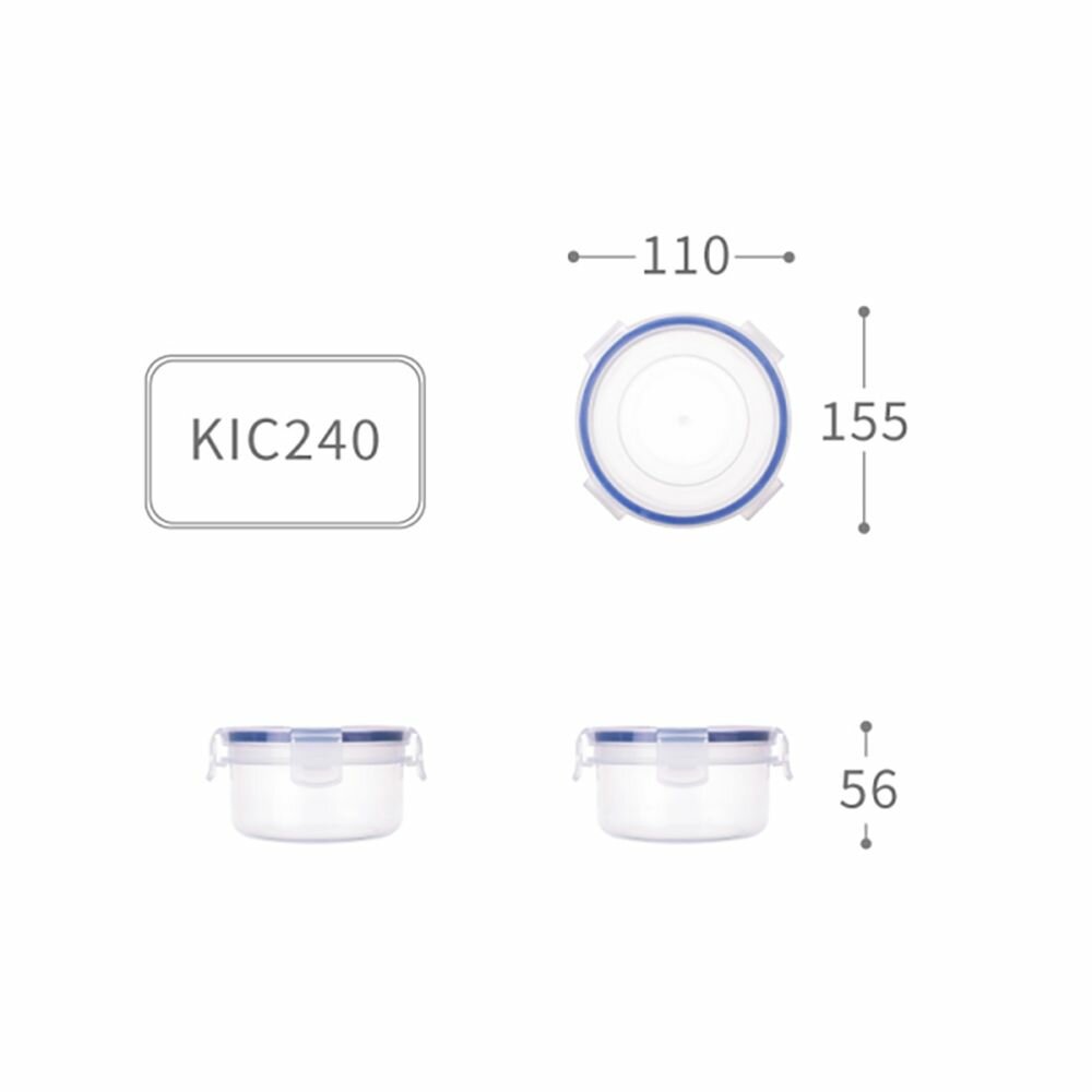 KEYWAY-KIC240-聯府 天廚圓型保鮮盒 KIC-240 環扣密封盒不外漏 附蓋 可超取 樂扣盒 密封盒 副食品 240ml
