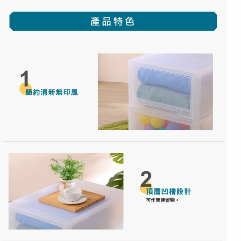 KEYWAY-LF-0083-MIT 無印透明抽屜整理箱(單個)：30L 收納箱