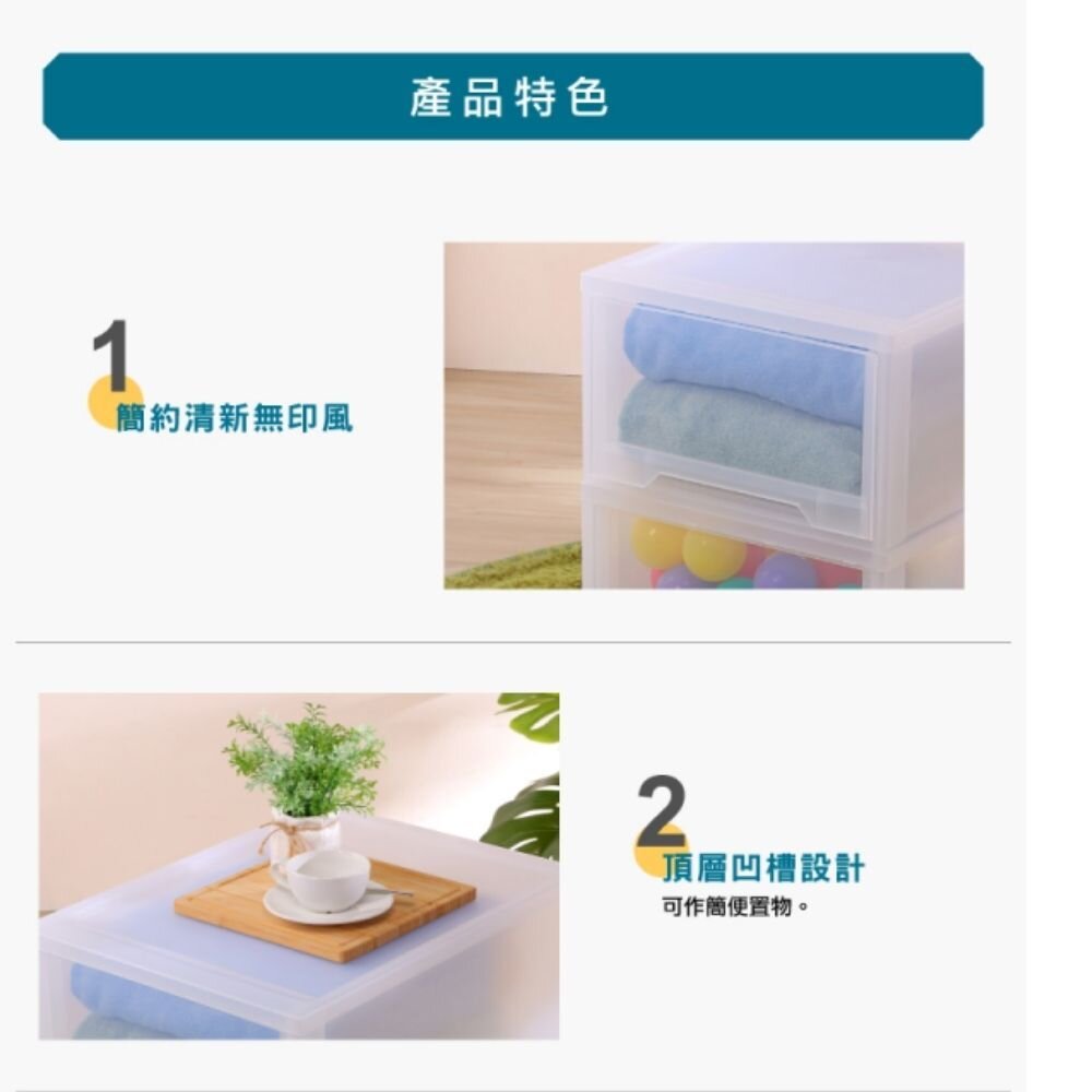 KEYWAY-LF-0083-MIT 無印透明抽屜整理箱(單個)：30L 收納箱