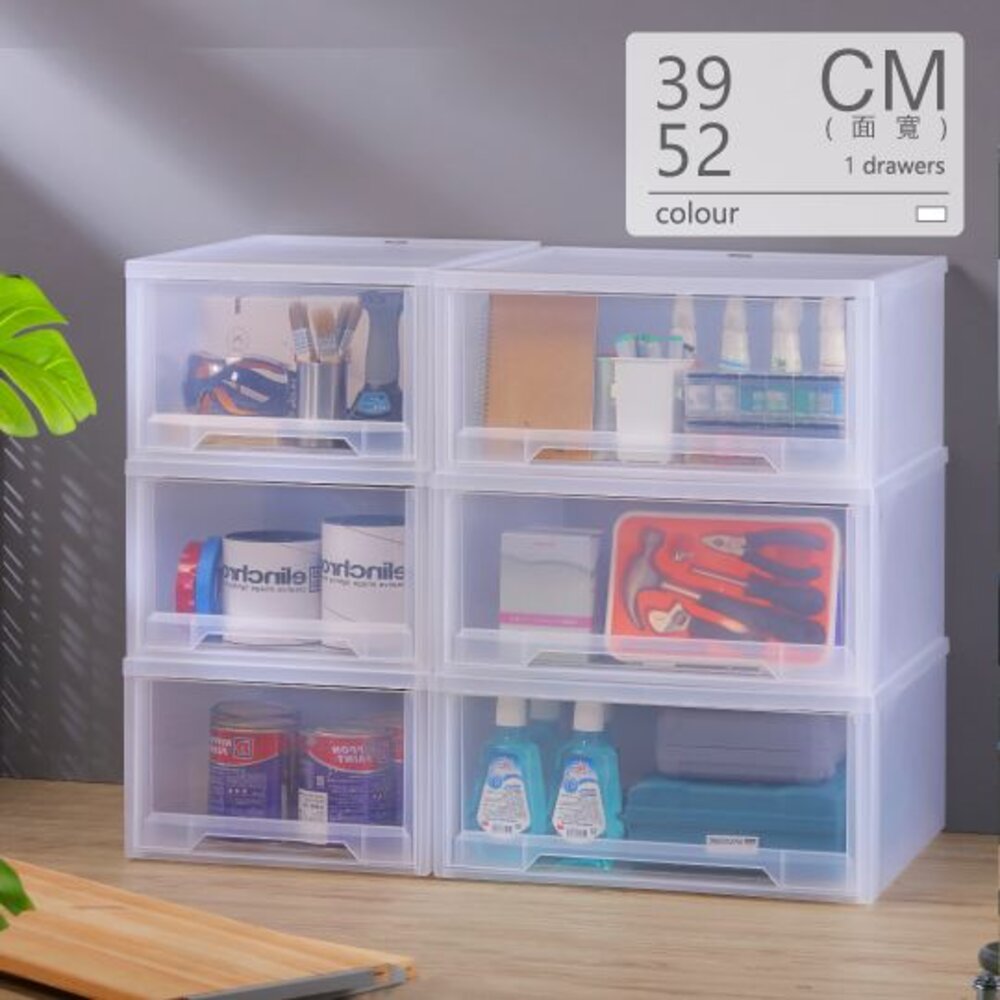 KEYWAY-LF-0085-MIT 無印LF-0085透明抽屜整理箱(單個)：43L 收納箱