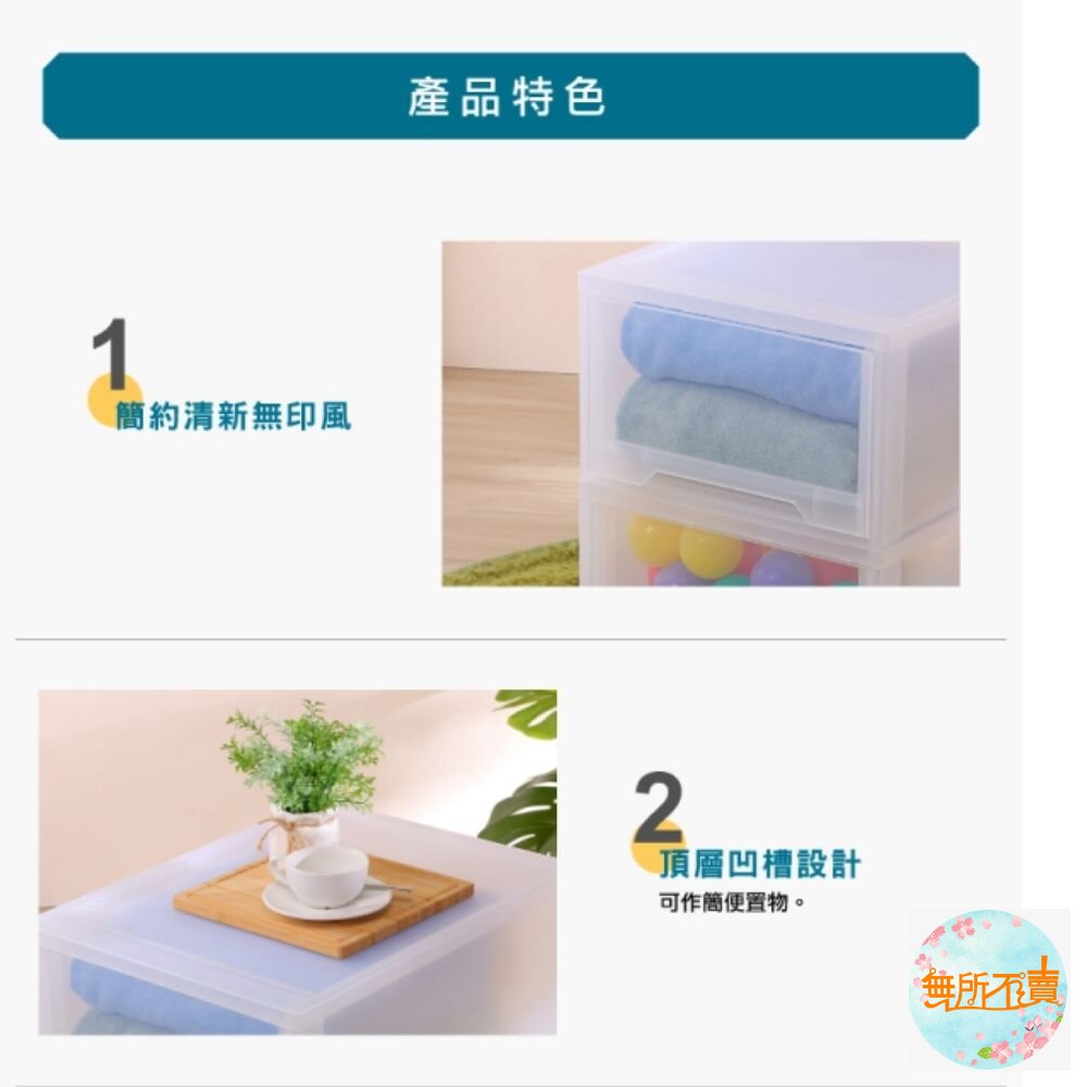 MIT 無印LF-0085透明抽屜整理箱(單個):43L 收納箱-圖片-1