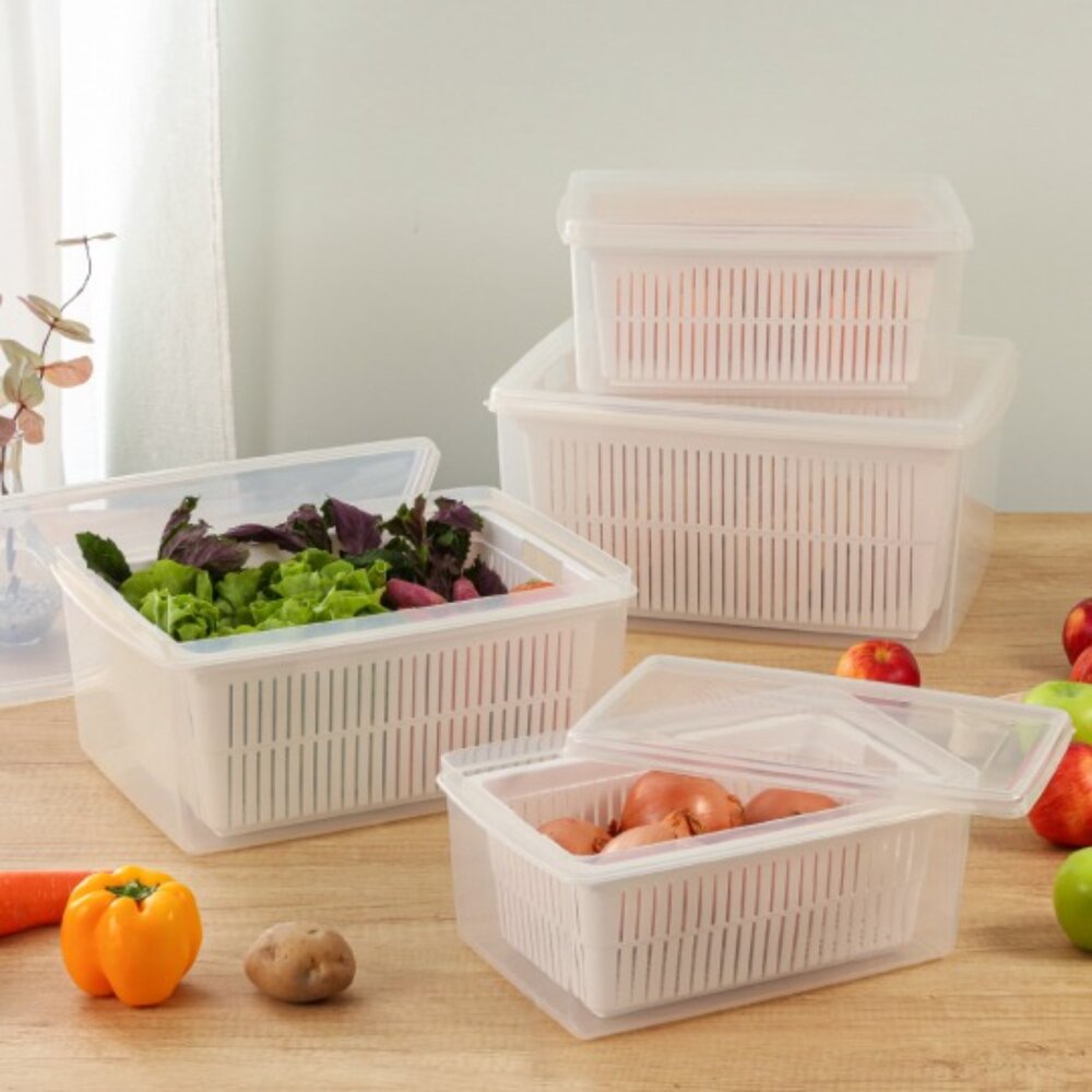 KEYWAY-LM01-台灣製 聯府 名廚瀝水保鮮盒： 蔬菜水果保鮮  食藥署認證