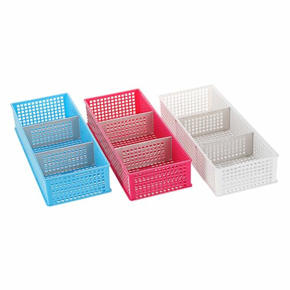 KEYWAY-P20072-聯府 優美三格小物籃(淺) P2-0072