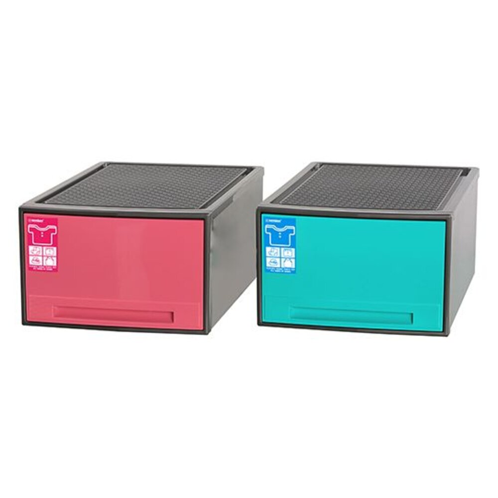 KEYWAY-R50501-聯府 馬卡龍抽屜整理箱 48L 藍/粉 R50501/R50502