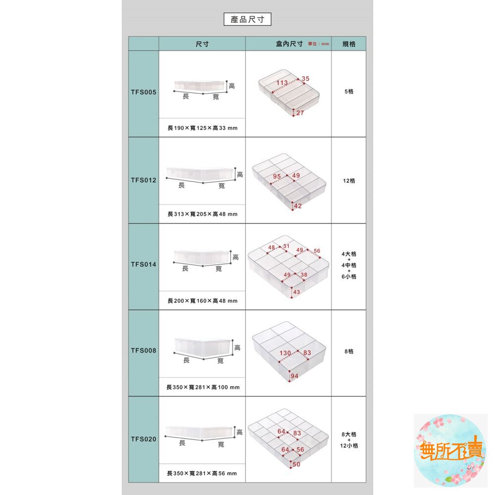 聯府 看的見5格收納盒 TFS005-圖片-3