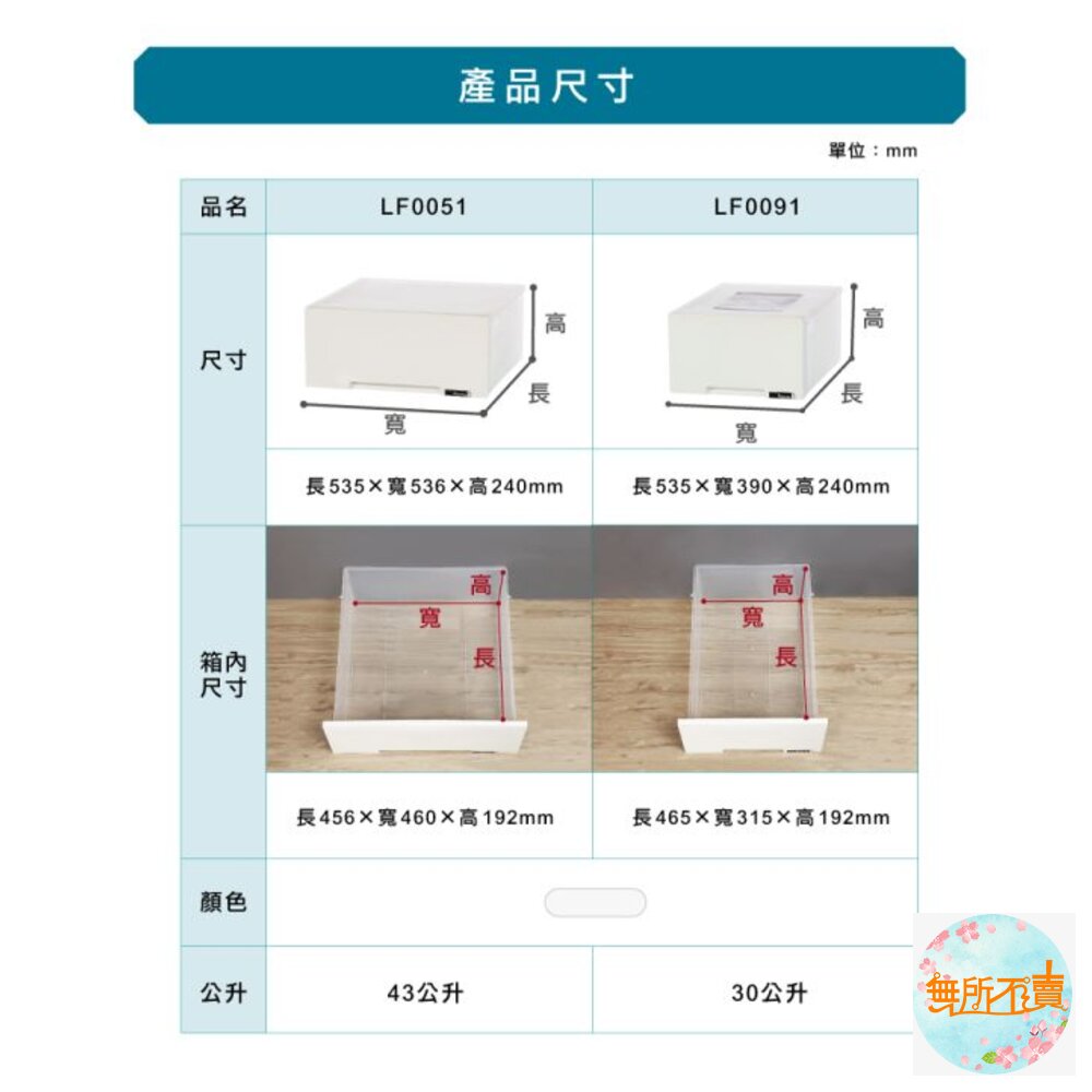 聯府 平板43L抽屜整理箱1入LF-0091-圖片-5