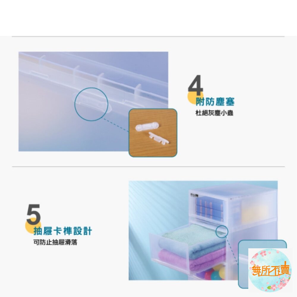 MIT透明LF-3404四層置物櫃(附輪)84L-圖片-3