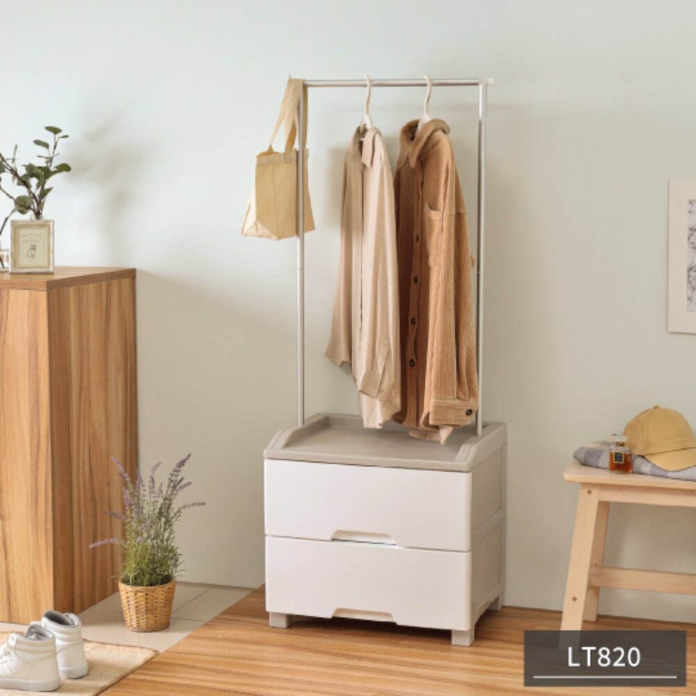 Keyway-LT-820-聯府 衣掛式兩層櫃(米白) LT820
