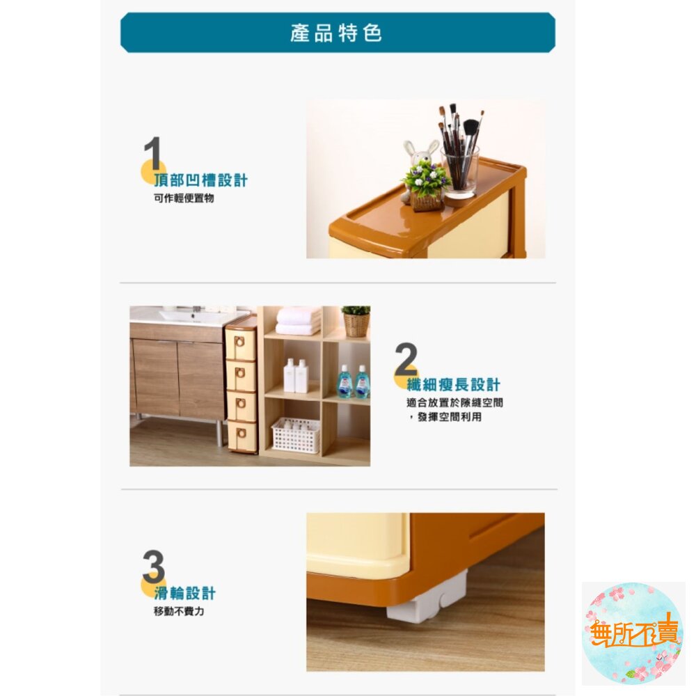 KEYWAY 三層連環隙縫櫃SK-203收納櫃33L-圖片-3