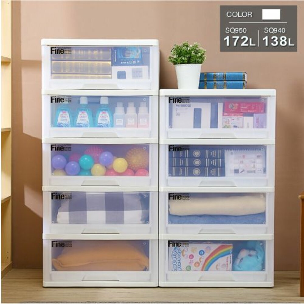 Keyway-SQ-950-MIT 透明SQ-950特大寬型聚寶五層櫃附輪172.5L