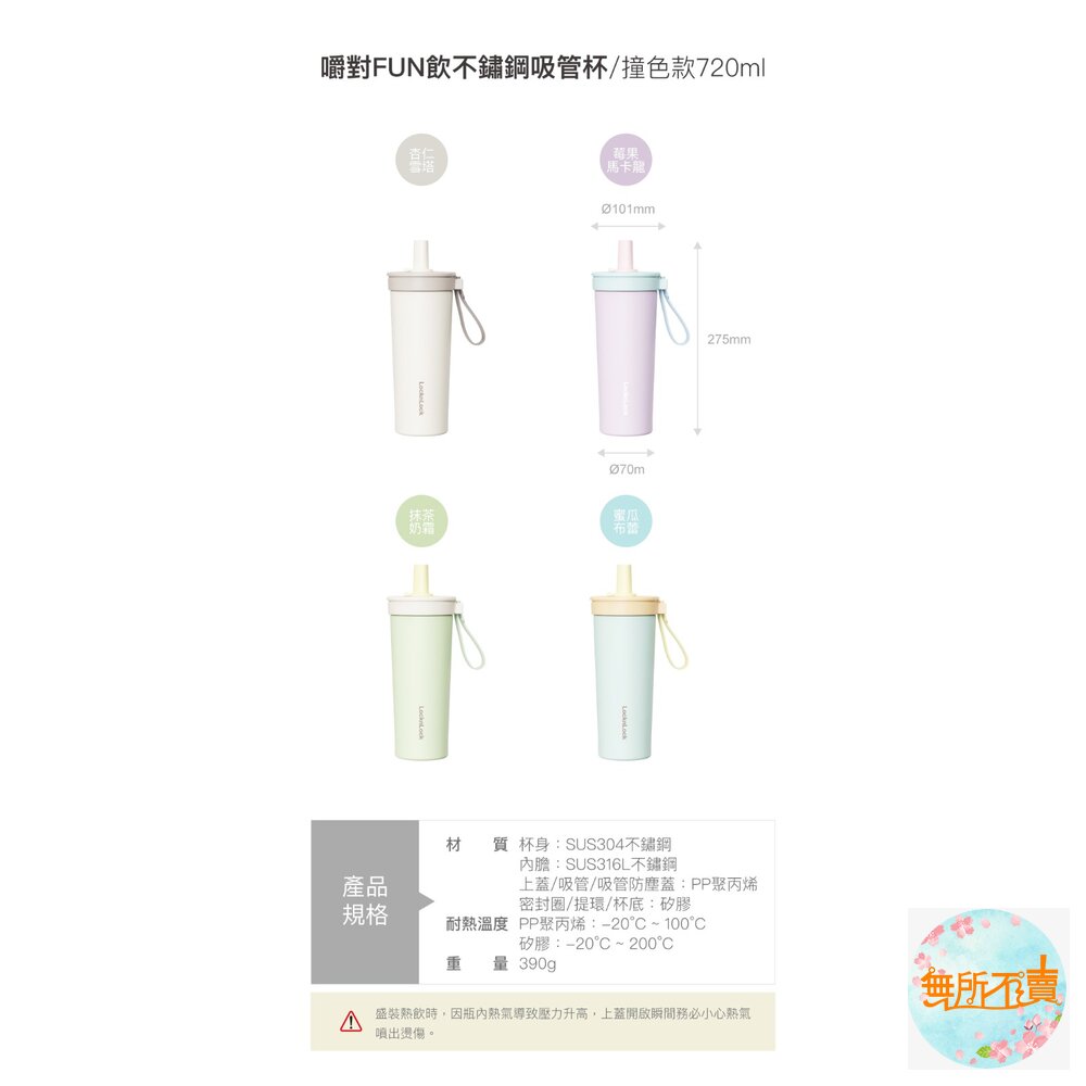 樂扣樂扣嚼對FUN飲不鏽鋼吸管杯買就送杯刷/720ml/莓果馬卡龍(LHC4341BPUP)/抹茶奶霜(LHC4341Y-圖片-1