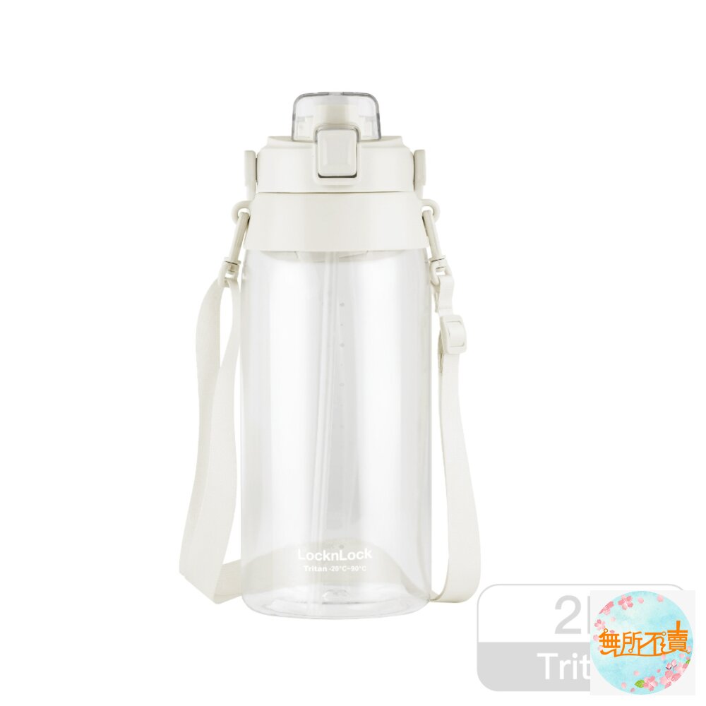 樂扣樂扣Tritan大容量背帶水壺2L嫩芽綠/純淨白嬰兒藍(ABF752)-圖片-2