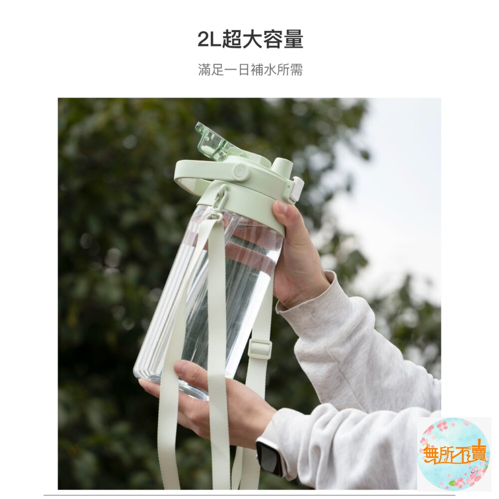 樂扣樂扣Tritan大容量背帶水壺2L嫩芽綠/純淨白嬰兒藍(ABF752)-圖片-6