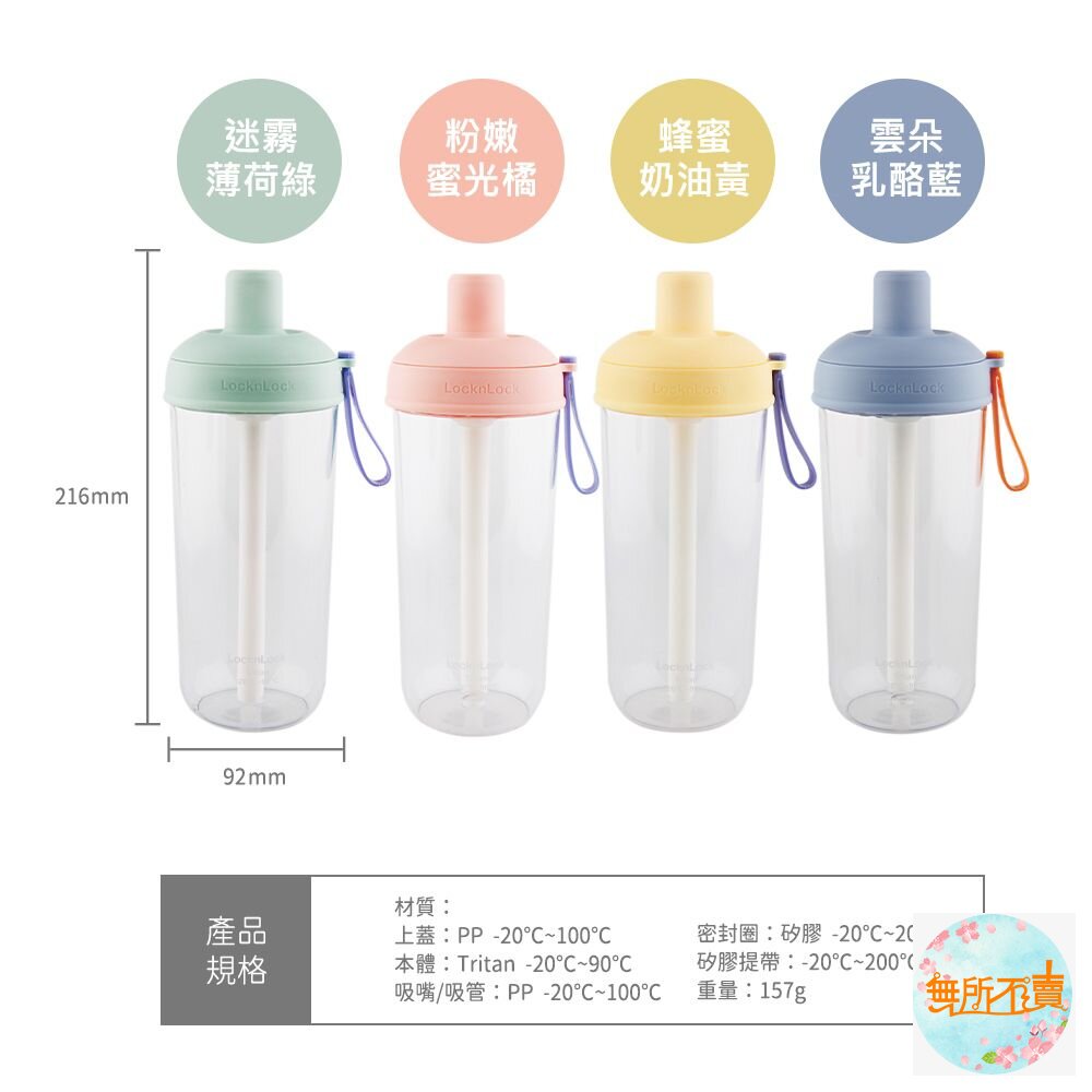 樂扣 嚼對搖搖吸管杯 700ml (藍/綠/黃/橘) ABF792OPIK-圖片-1