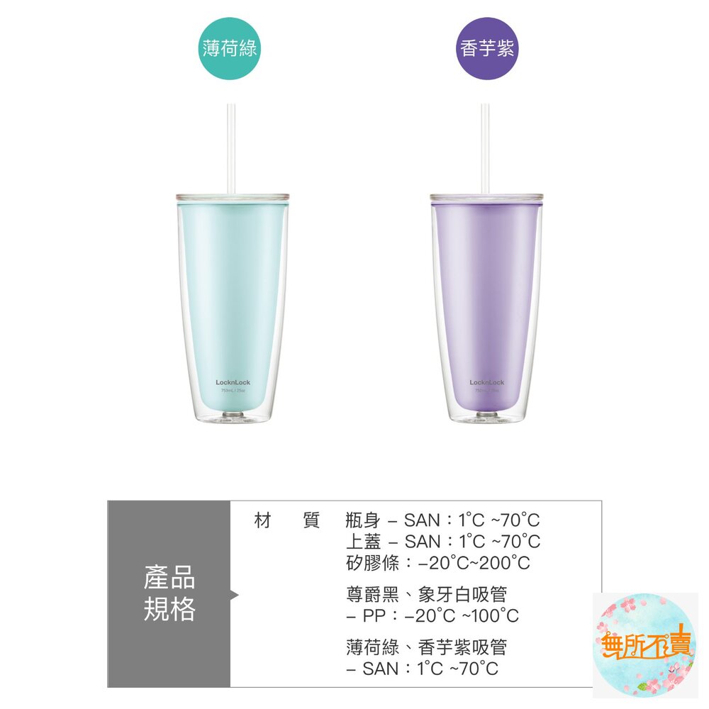 樂扣樂扣 簡約雙層輕量大容量吸管杯750ml (HAP507) 網美風-圖片-4