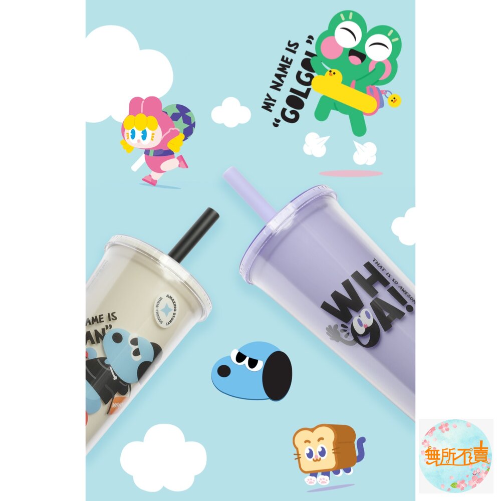 樂扣樂扣酷趣珍奶吸管杯/750ml/悶氣狗白(HAP533WHTW)//吐司貓紫(HAP533PUPW)-圖片-5