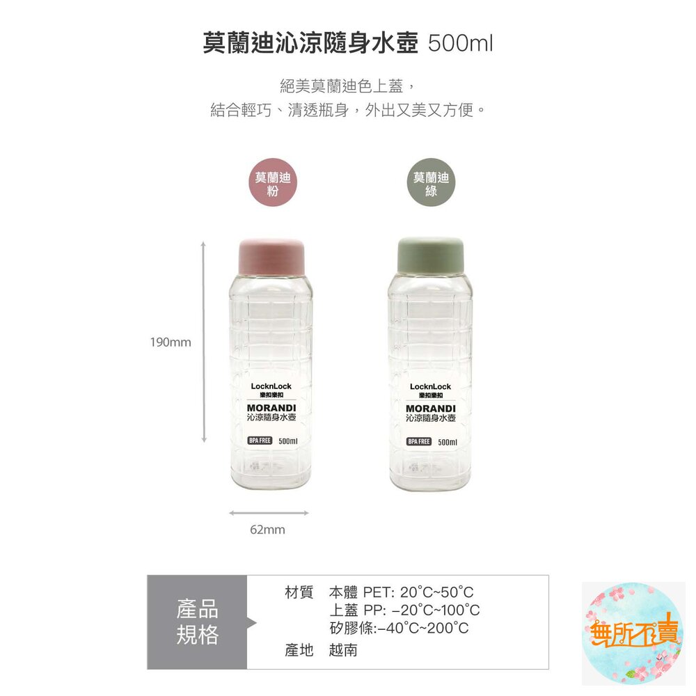 樂扣樂扣 沁涼隨身水壺500ML (HAP816) 藍/粉/綠/奶茶/象牙白-圖片-4