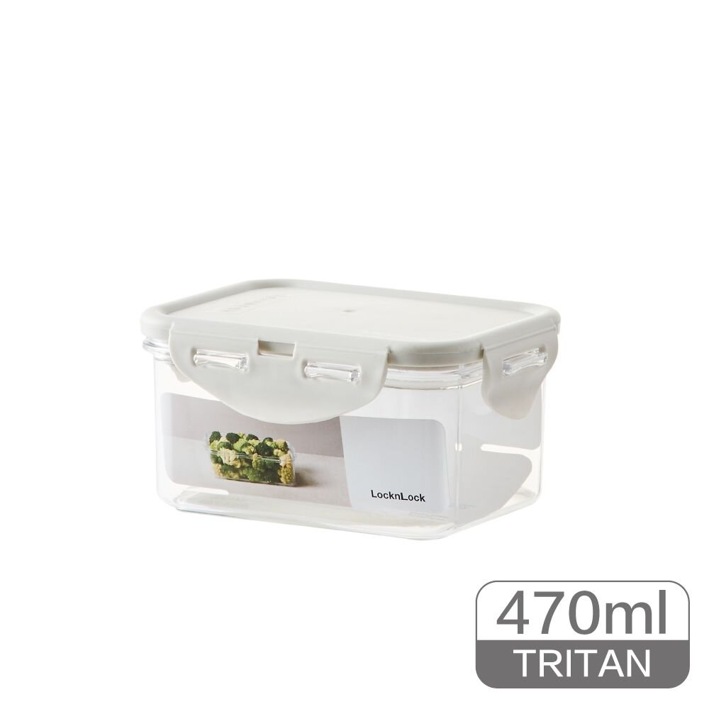LOCK-LBF807-樂扣 純淨保鮮盒 長方灰色 470ml (LBF807)