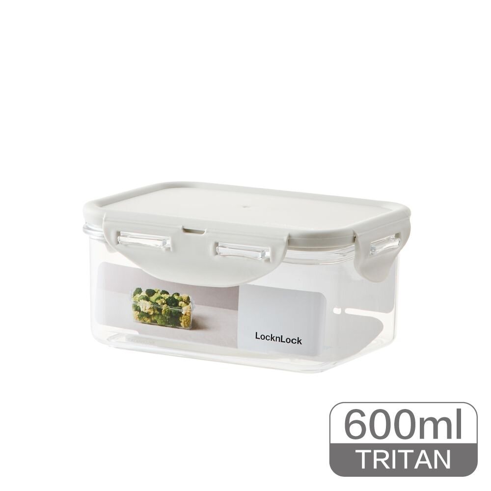 LOCK-LBF811-樂扣 純淨保鮮盒 長方灰色 600ml (LBF811)