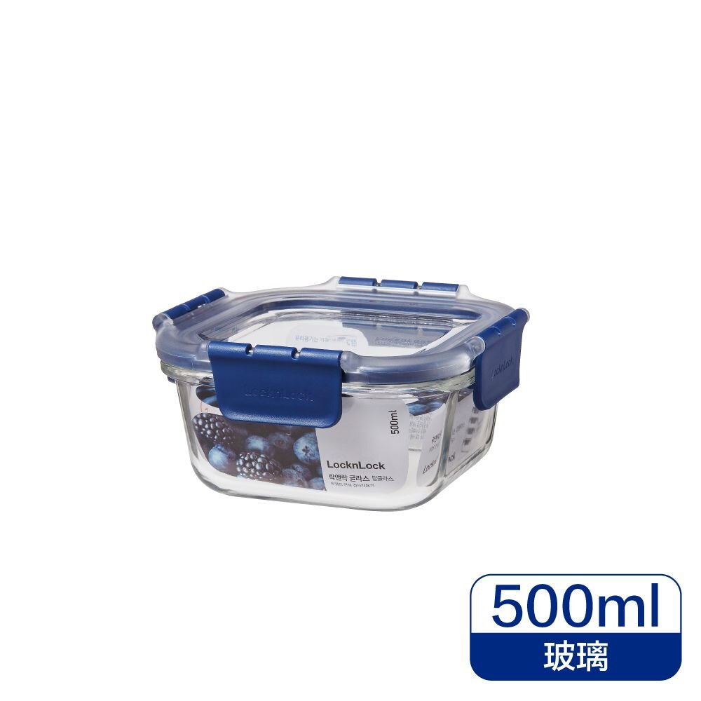 LOCK-LBG214-樂扣 頂級透明耐熱玻璃保鮮盒 500ML 正方形 (LBG214)
