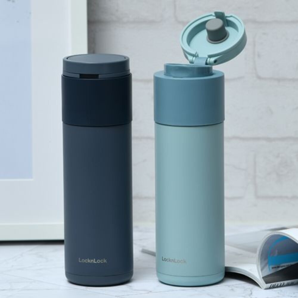 LOCK-LHC3275-樂扣 拉環彈蓋保溫瓶 540ml LHC3275 海軍藍/蒂芬妮藍