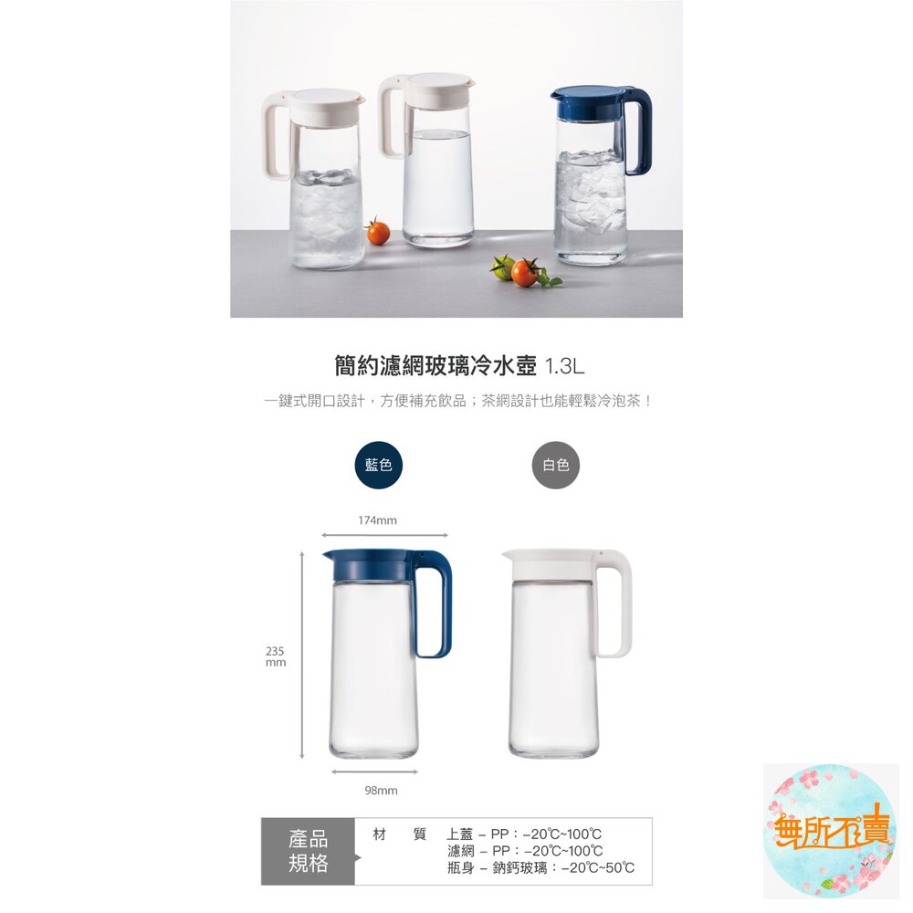 樂扣樂扣 簡約濾網玻璃冷水壺1.3L內含濾茶網(LLG-619)-圖片-2