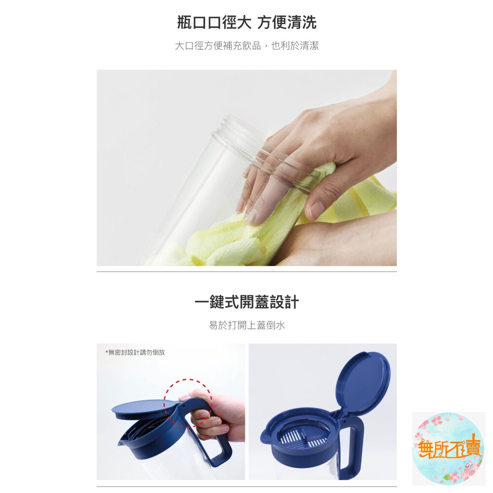 樂扣樂扣 簡約濾網玻璃冷水壺1.3L內含濾茶網(LLG-619)-圖片-5