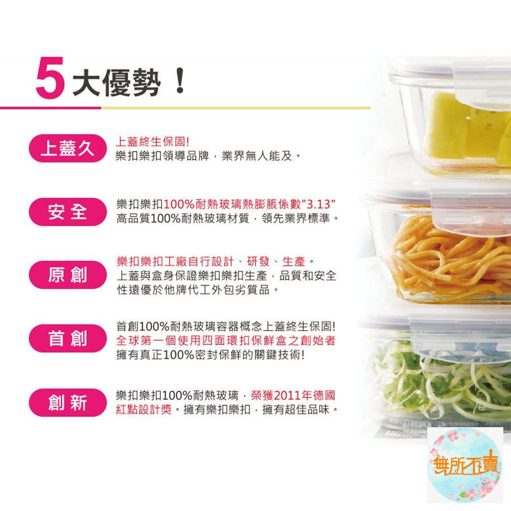 樂扣樂扣第二代耐熱玻璃保鮮盒/長方形/380ml(LLG422)-圖片-4