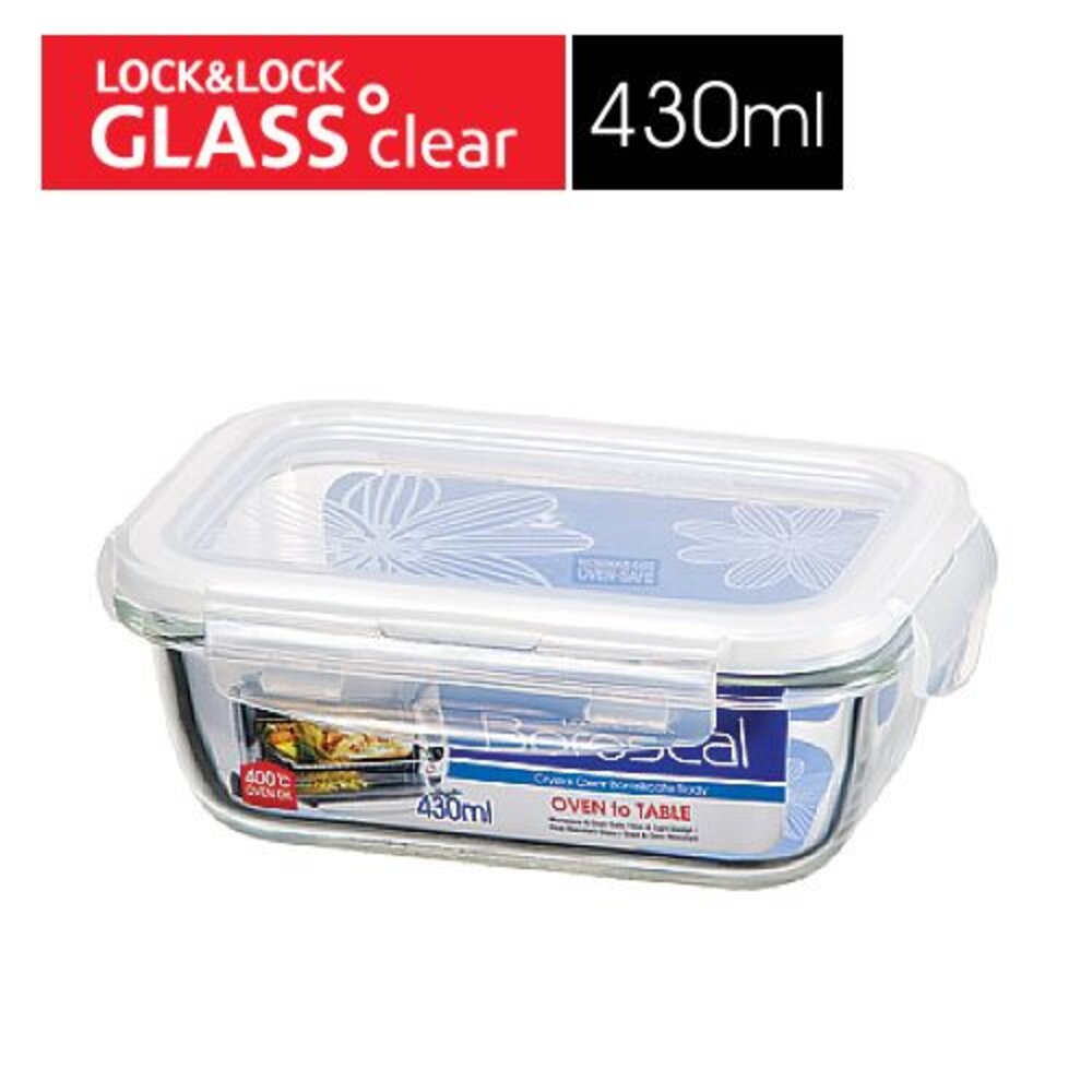 LOCK-LLG424-樂扣樂扣第三代耐熱玻璃保鮮盒/長方形/430ml(LLG424)