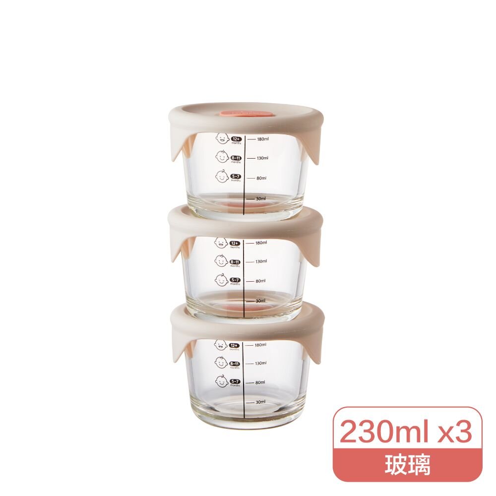 LOCK-LLG508S3-樂扣樂扣 寶寶副食品玻璃調理盒3入LLG508S3 圓形/方形/灰粉色/淡紫色/薄荷綠