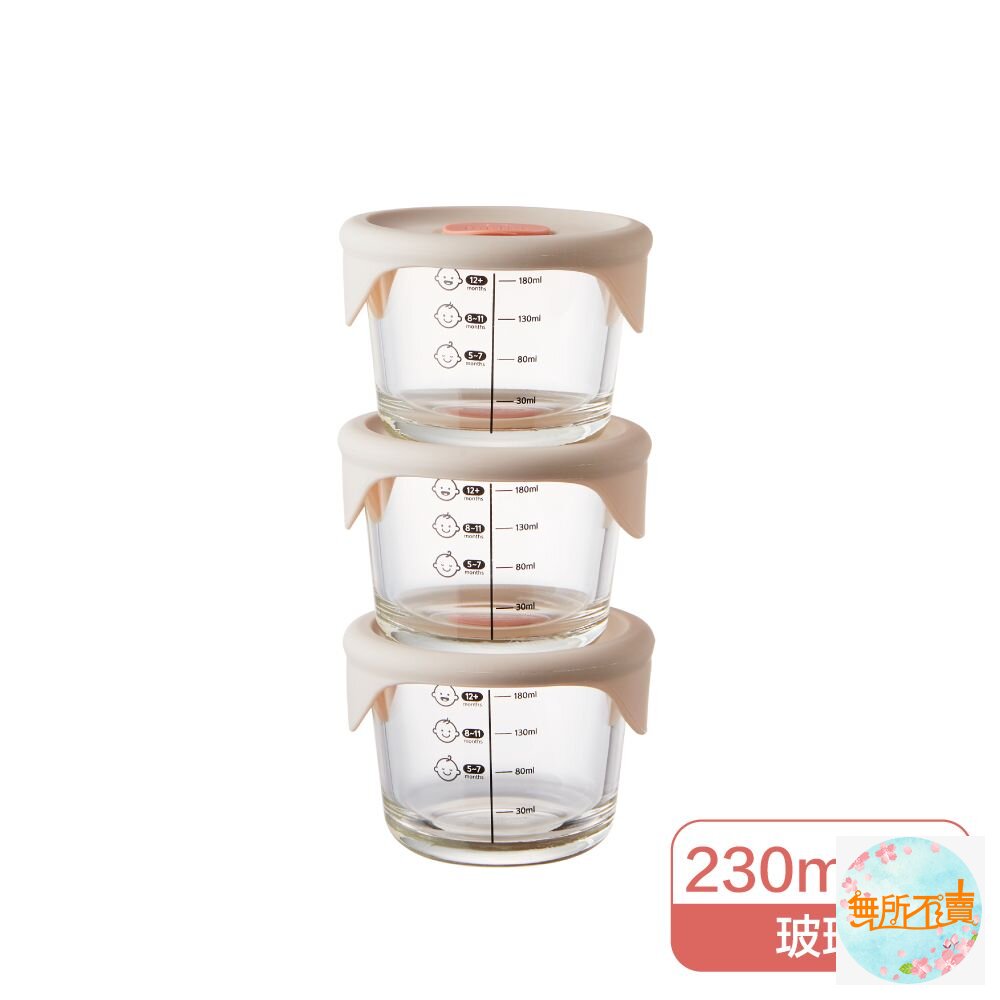 LOCK-LLG508S3-樂扣樂扣 寶寶副食品玻璃調理盒3入LLG508S3 圓形/灰粉色/淡紫色