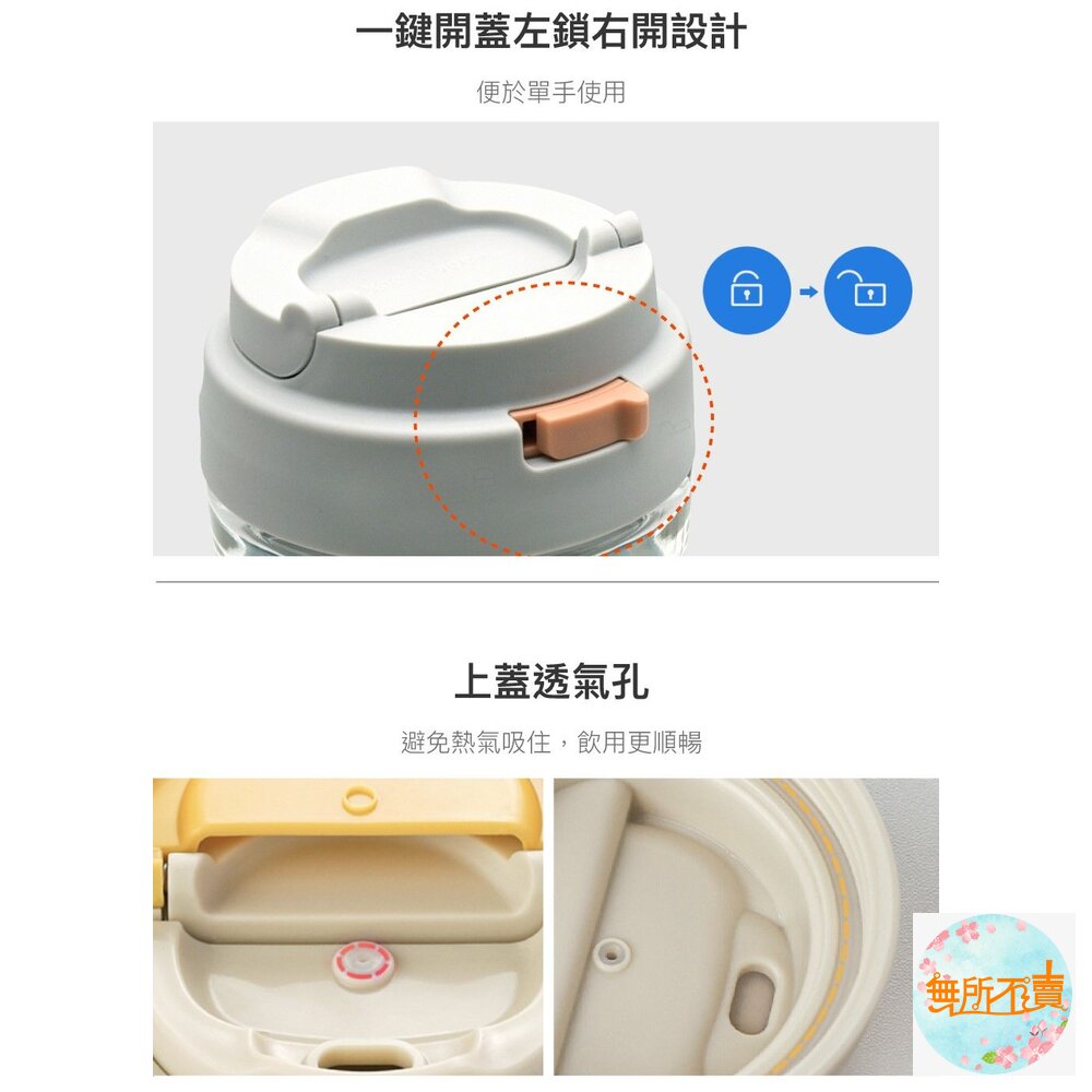 樂扣 清新彈蓋耐熱玻璃隨行杯 520ml 莓果紅/蒂芬妮綠/蜂蜜黃 (LLG961)-圖片-6