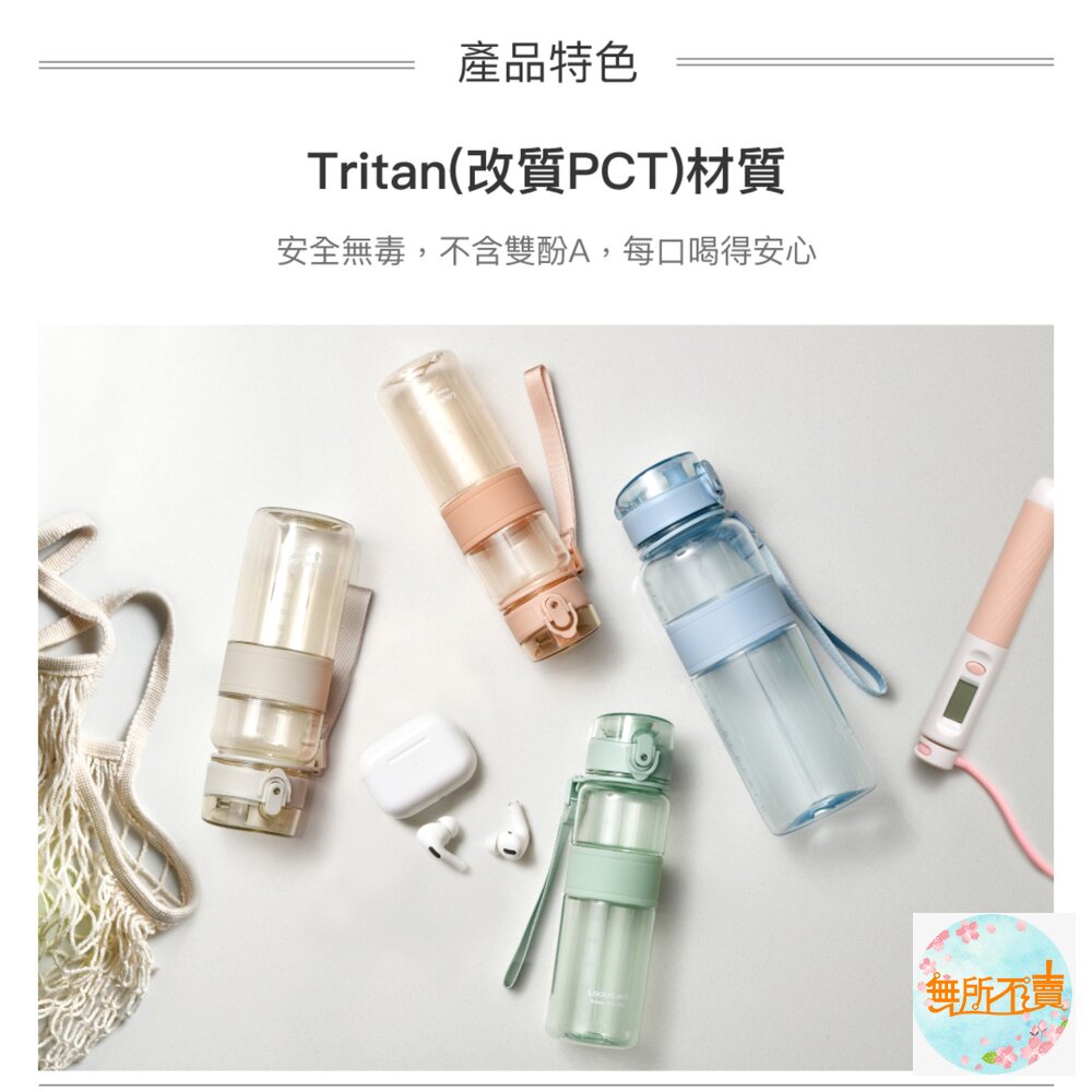 樂扣樂扣Tritan優質彈蓋提帶水壺1000ml/迷霧灰/雲彩藍-圖片-5