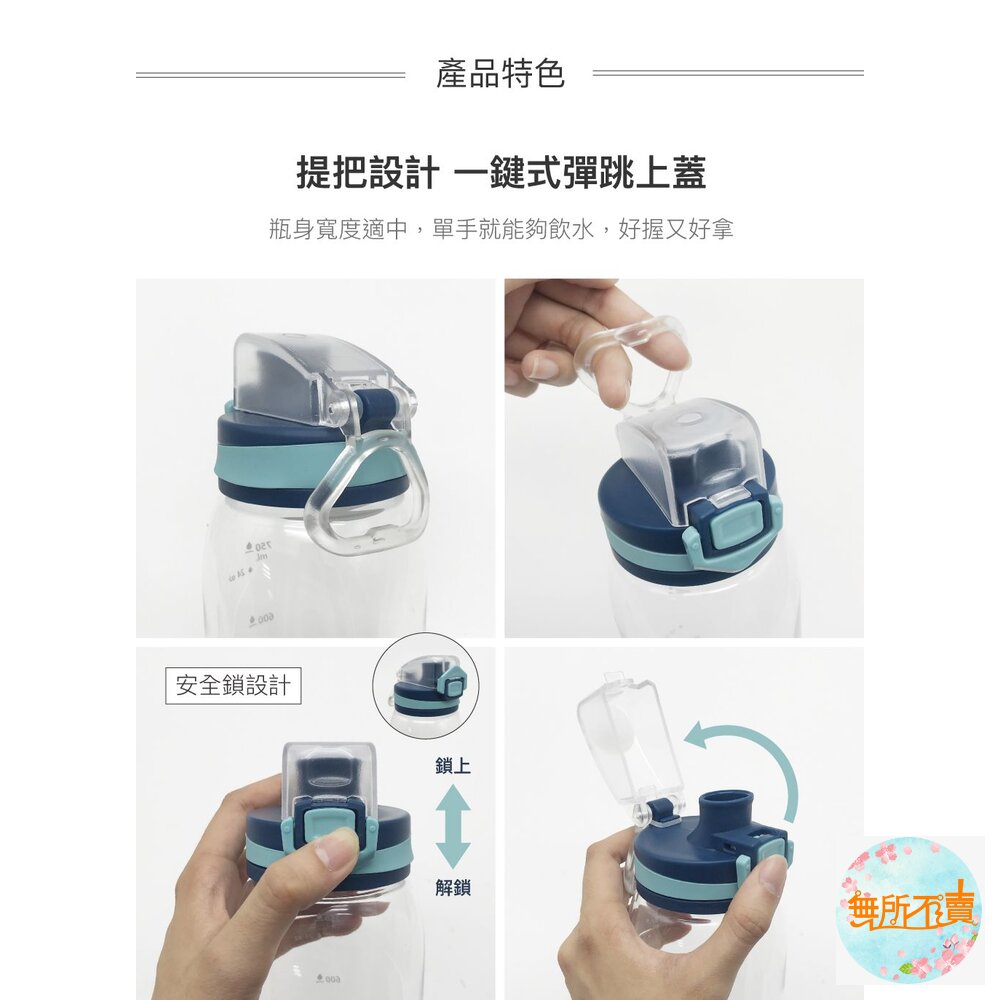樂扣 時尚彈蓋水壺 900ml 藍/粉 (ABF686)-圖片-3