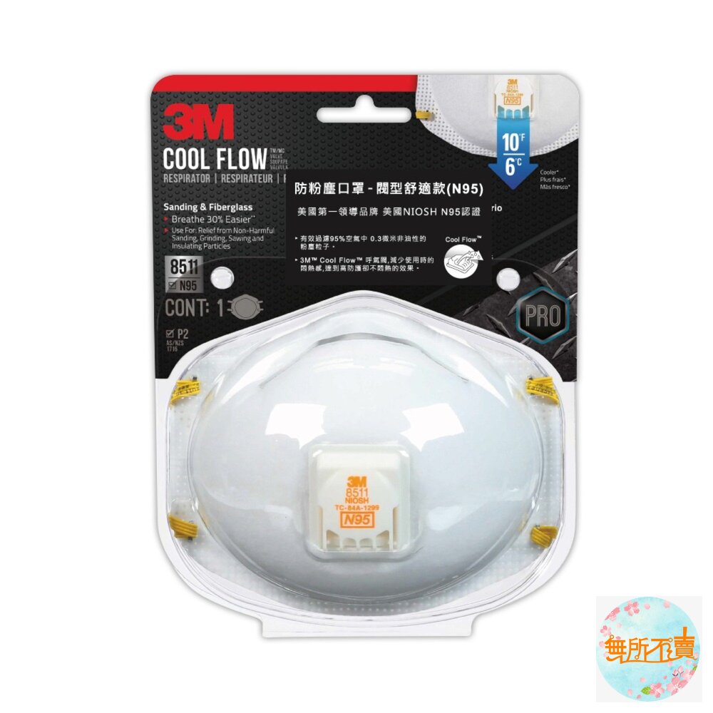 3M8511防粉塵口罩-閥型舒適款N95