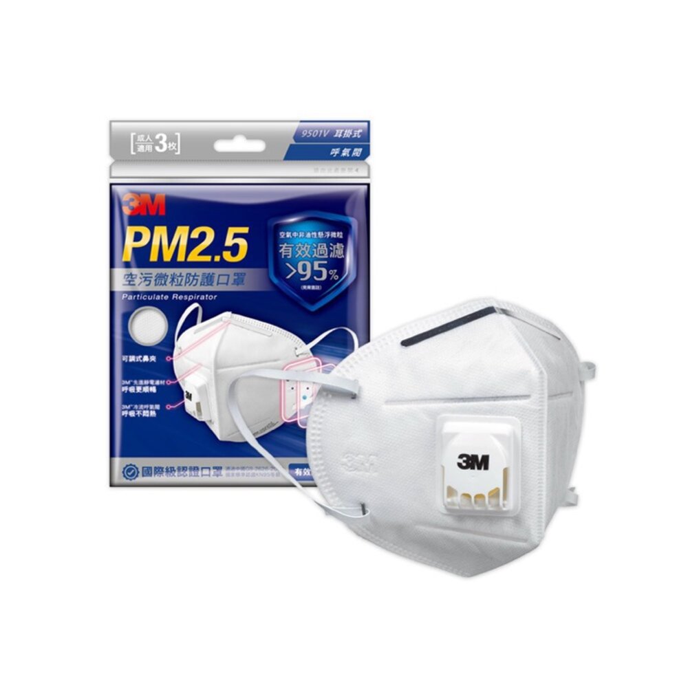 S1-000581-3M 9501V耳掛式空汙微粒防護口罩 PM2.5有效