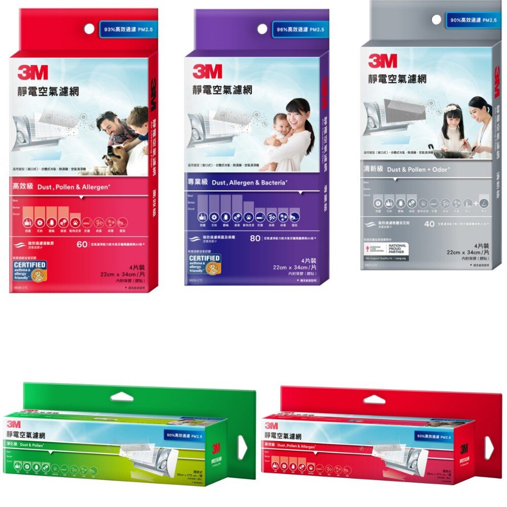 S1-00065501-3M 有效過濾PM2.5靜電空氣濾網 冷氣靜電濾網：專業級/高效級/清新級/淨化級