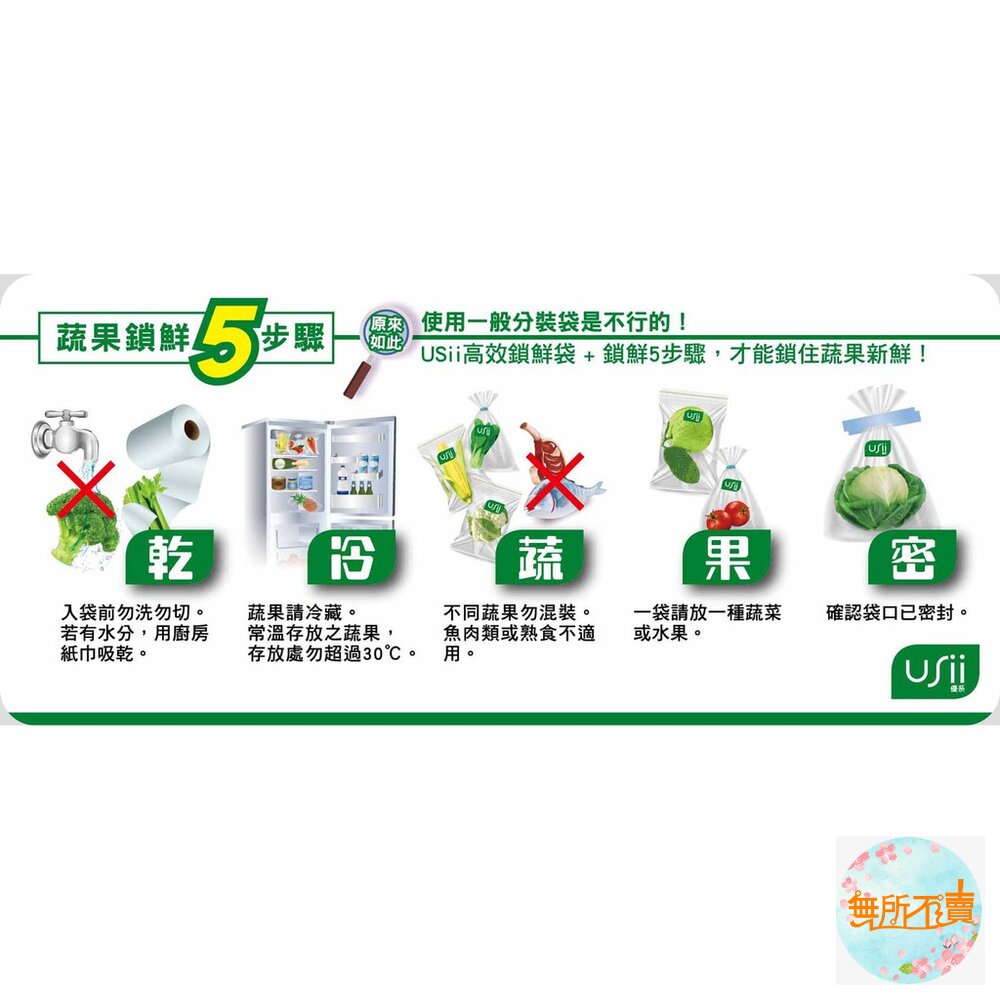 優系USii 高效鎖鮮袋-夾鏈袋/鎖鮮食物專用袋 食物保鮮袋 蔬果保鮮袋-圖片-3