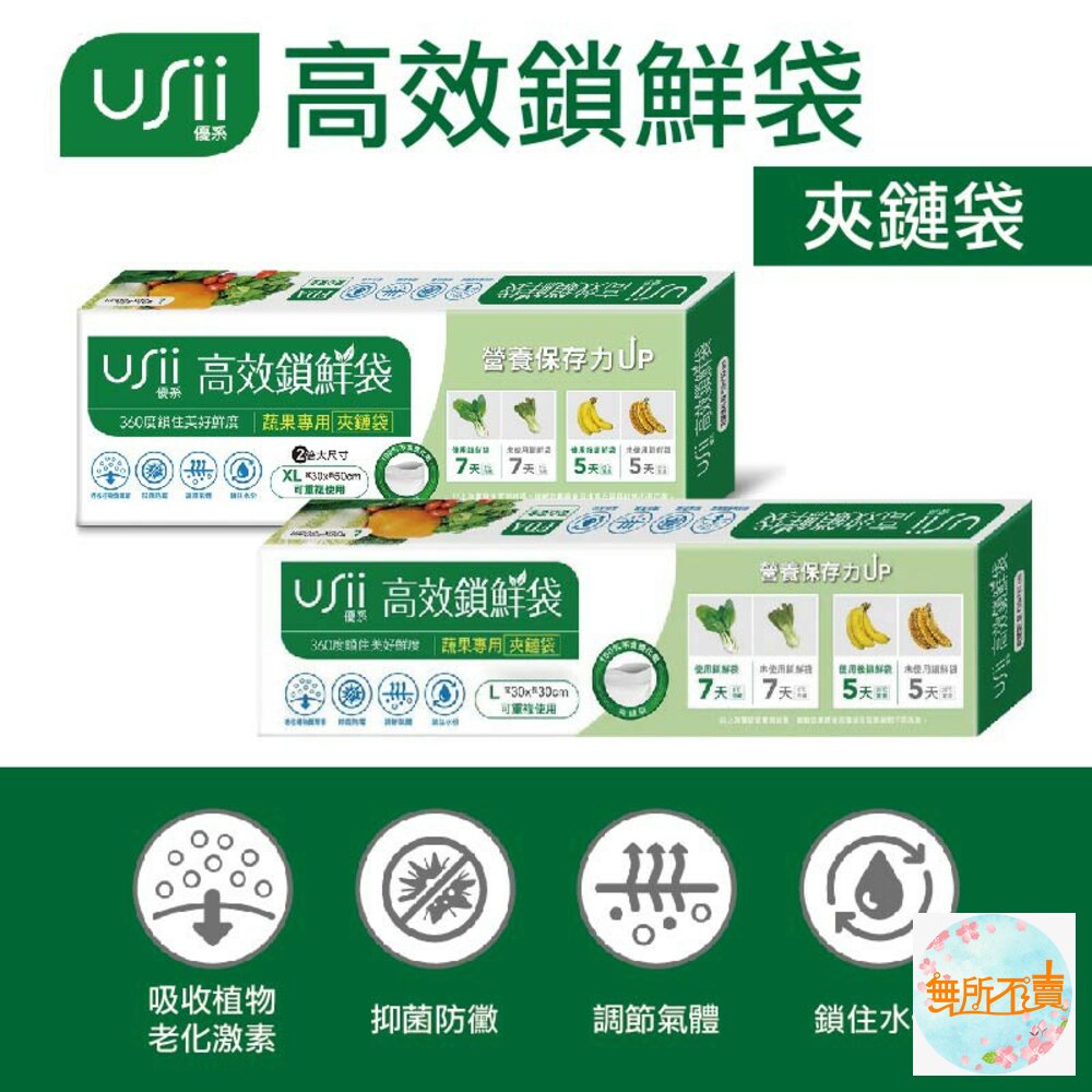 S2-000044-優系USii 高效鎖鮮袋-夾鏈袋/鎖鮮食物專用袋 食物保鮮袋 蔬果保鮮袋