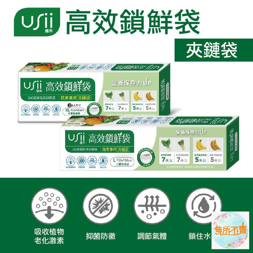 優系USii 高效鎖鮮袋-夾鏈袋/鎖鮮食物專用袋 食物保鮮袋 蔬果保鮮袋 封面照片