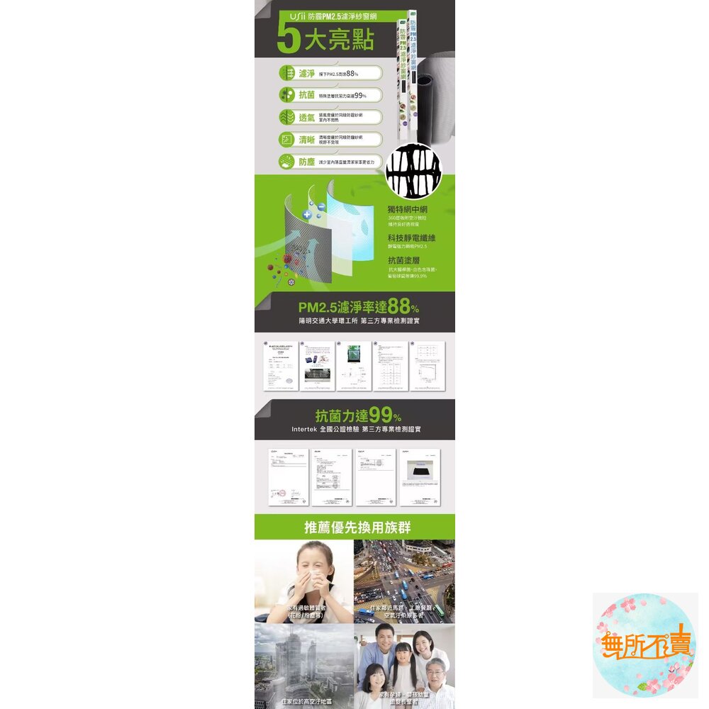 優系Usii 防霾PM2.5高強級靜電紗窗網 100x210cm (門/黑色)-圖片-2