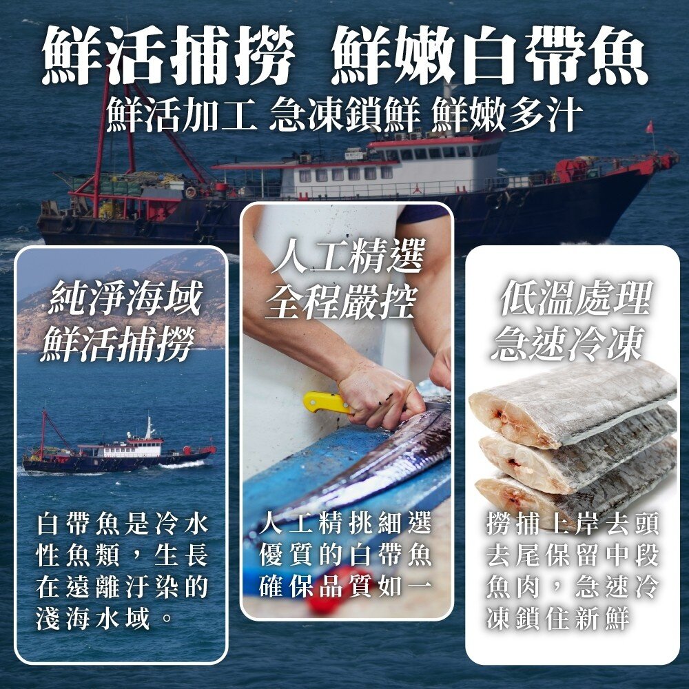 鮮嫩巨無霸白帶魚(每片約200g±10%)【海陸管家】滿額免運-圖片-1