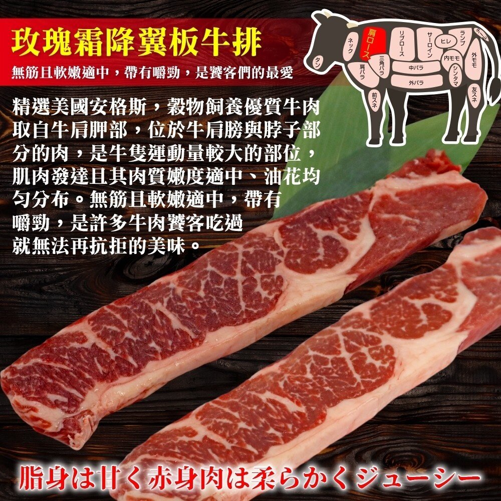 美國PRIME玫瑰霜降翼板牛排(每包2片/240g±10%)【天天鮮配】滿額免運-圖片-6