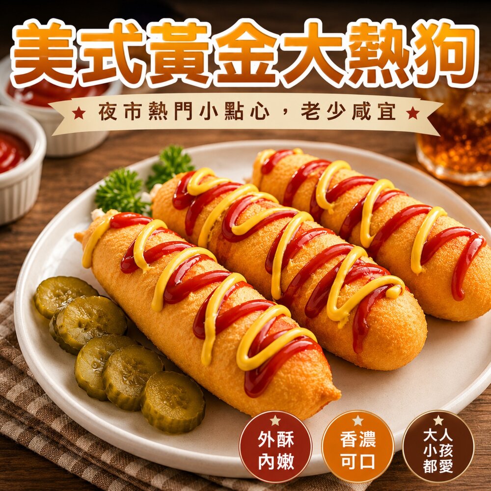 22985844025-美式黃金大熱狗原裝包(每包10支/700g±10%)【海陸管家】滿額免運