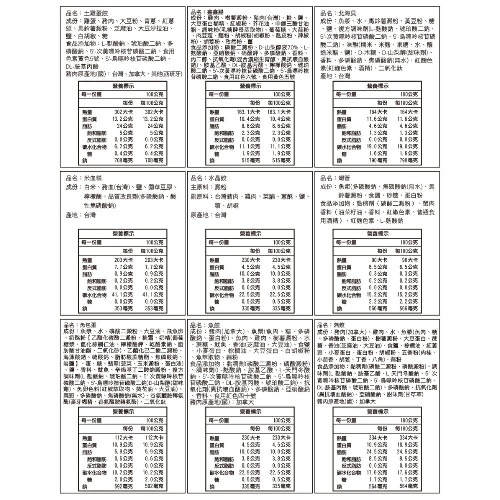 人氣精選綜合火鍋料(內含9款火鍋料)【天天鮮配】滿額免運 蛋餃 水晶餃 北海貝 米血糕 魚包蛋 魚餃 燕餃 鑫鑫腸 蟳管-圖片-8