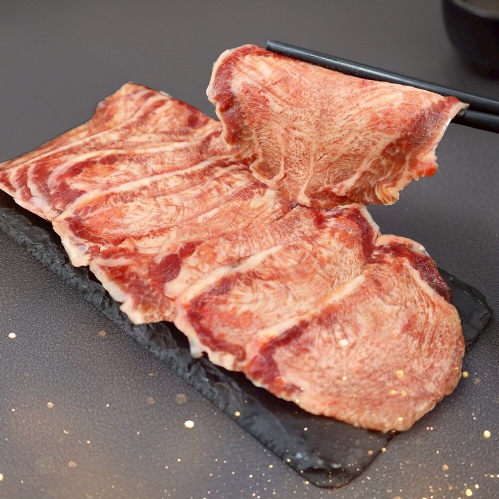 紐西蘭牛舌燒烤片(每盒100g±10%) 0運費【海陸管家】牛肉片 牛舌 紐西蘭牛肉 燒烤片 火鍋肉片-圖片-1