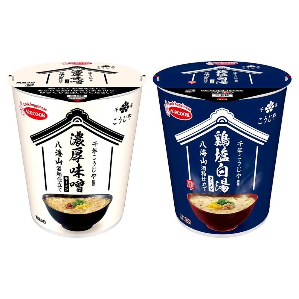 日本Acecook千年八海山杯麵-濃厚味噌/雞鹽白湯風味風味 碗麵 杯麵 日本泡麵 日本杯麵 味噌泡麵 雞湯泡麵 味噌杯-圖片-1