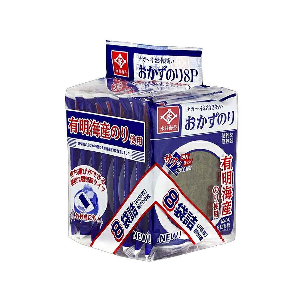 日本永井 味付海苔片 8袋入 17.6g 紫菜 鹽味 海苔-圖片-1