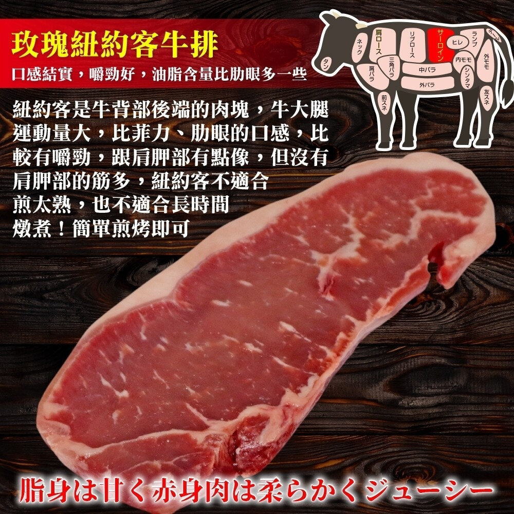 美國玫瑰PRIME紐約客牛排(每片200g±10%)【海陸管家】滿額免運 玫瑰牛 玫瑰紐約客 美國牛-圖片-2