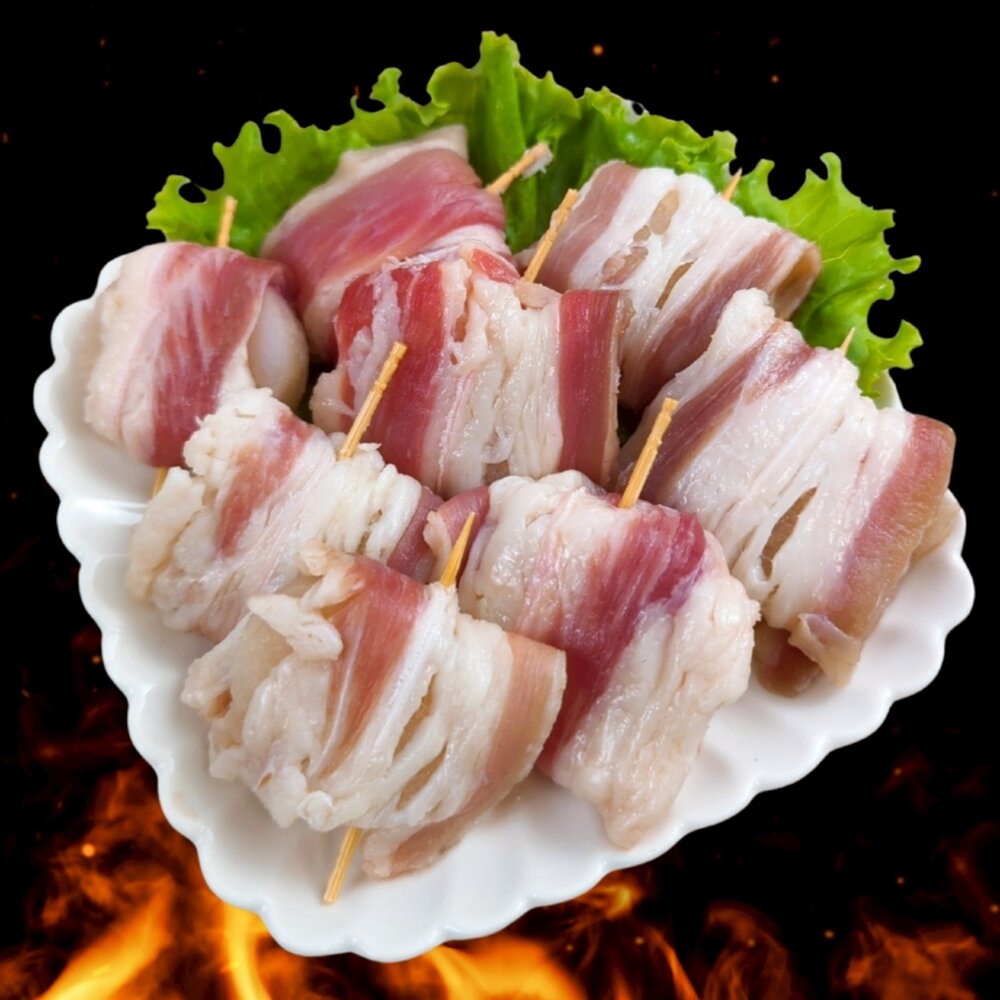 牛五花干貝肉卷(每盒8顆/190g±10%)【海陸管家】美國牛 五花牛 牛肉片 火鍋肉片 燒烤肉片-圖片-1